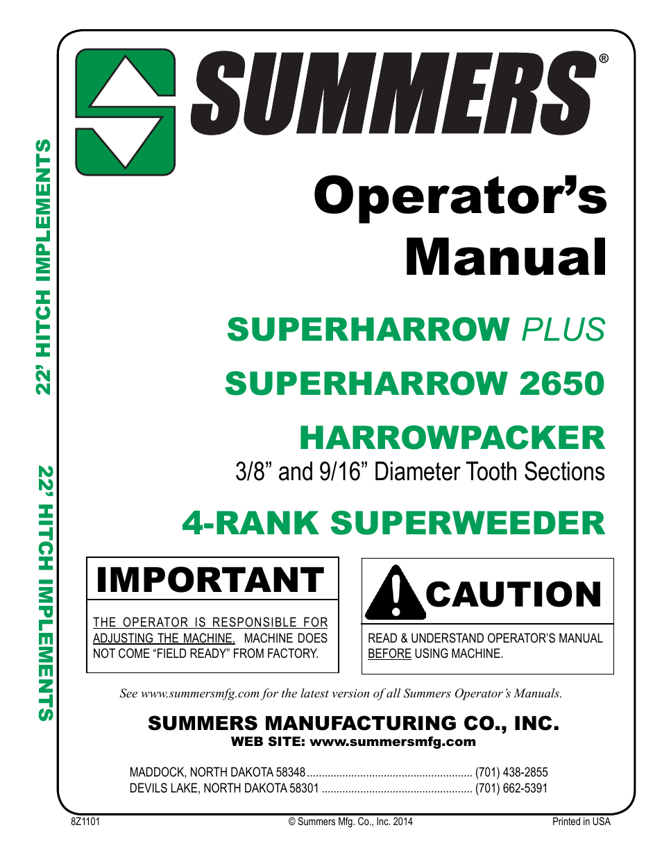 Summers 4-Rank Superweeder User Manual | 120 pages