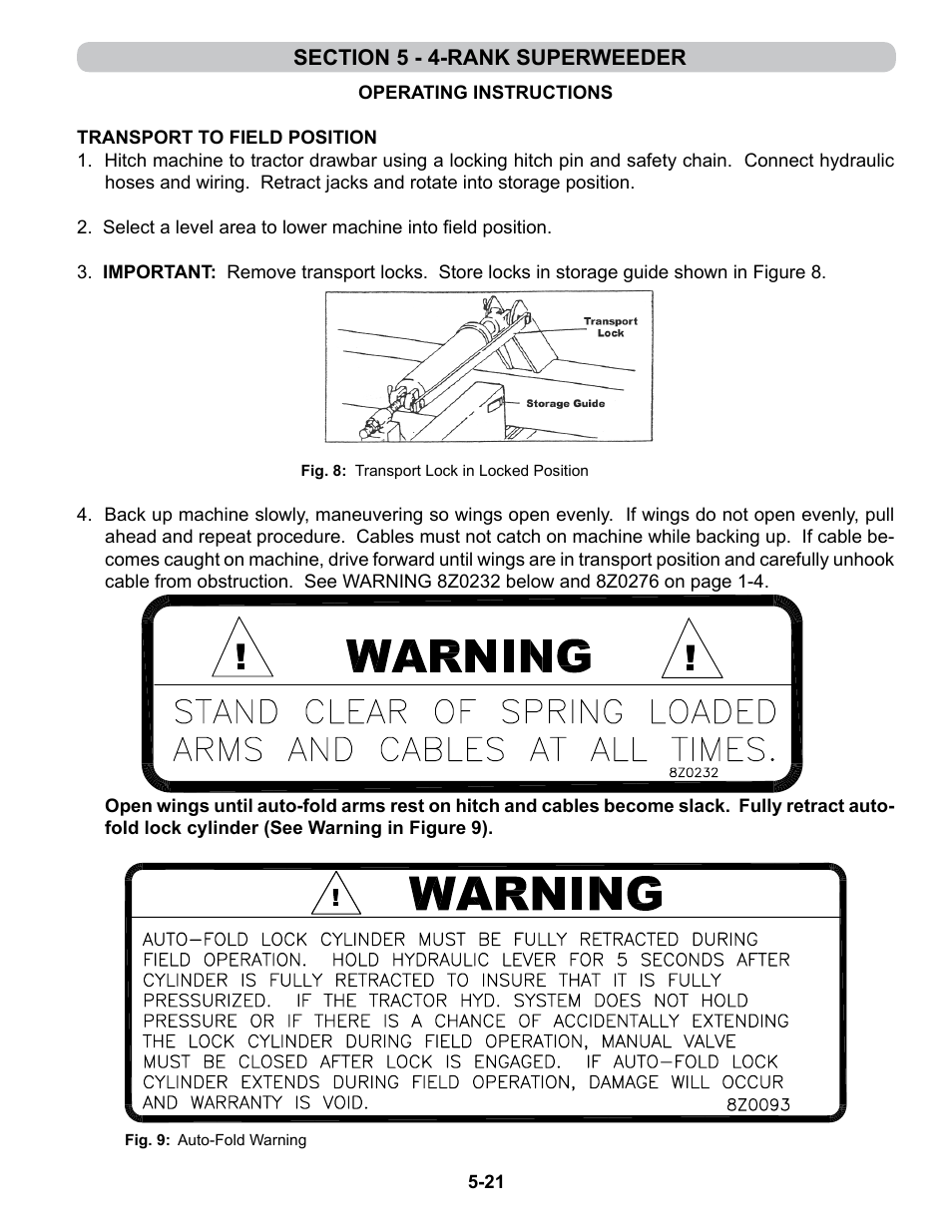 Operating instructions, Operating instructions -21 - 5-23 | Summers 4-Rank Superweeder User Manual | Page 103 / 120