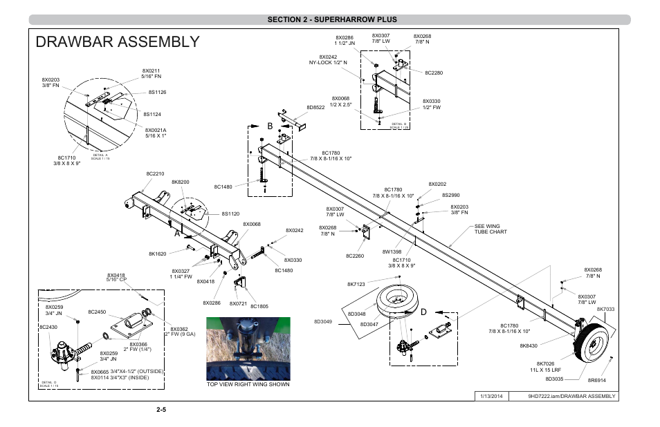 Drawbar assembly, Ab d | Summers 4-Rank Superweeder User Manual | Page 17 / 120