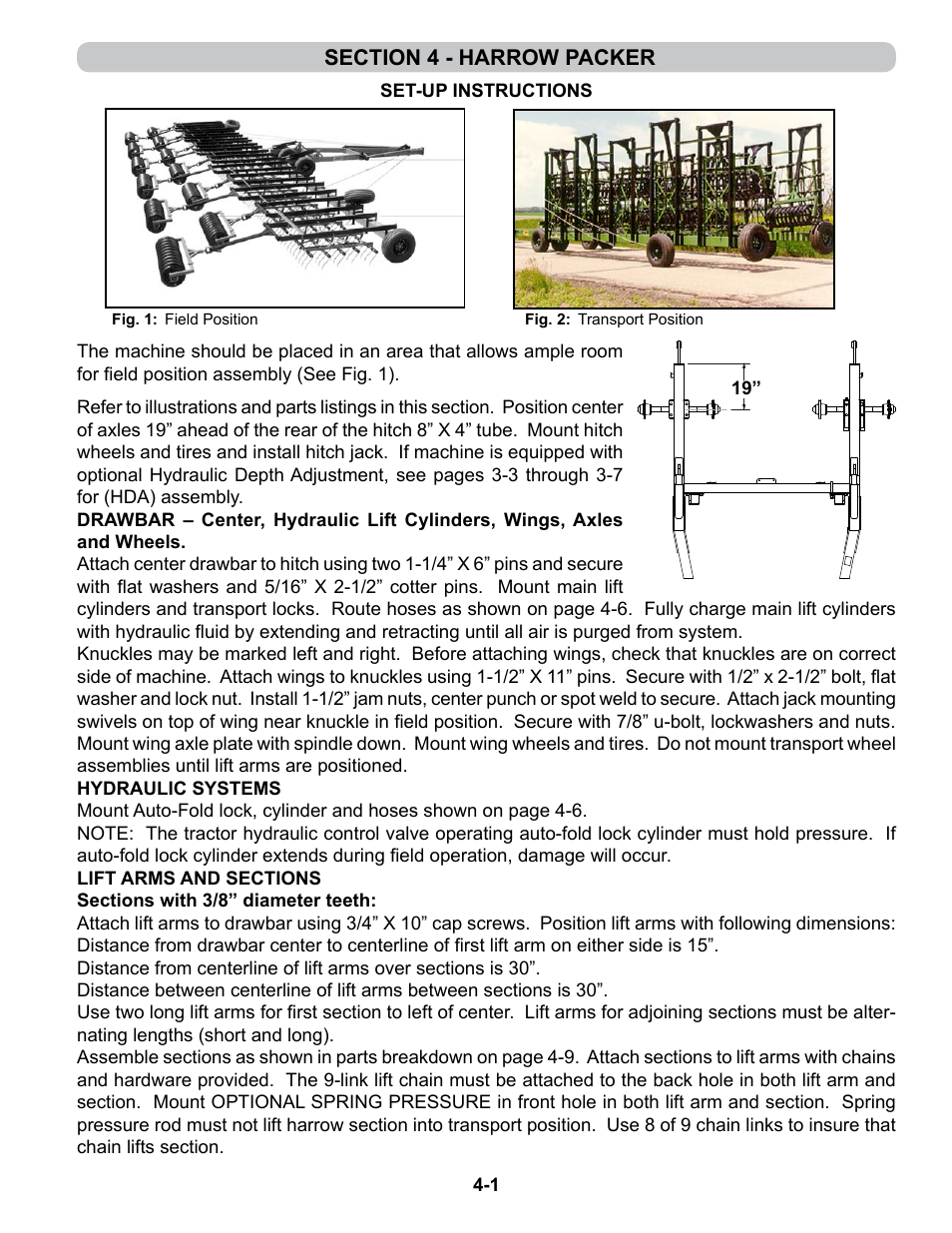 Section 4 - harrow packer, Set-up instructions, Section 4 | Assembly & operation: harrow packer | Summers 4-Rank Superweeder User Manual | Page 67 / 120