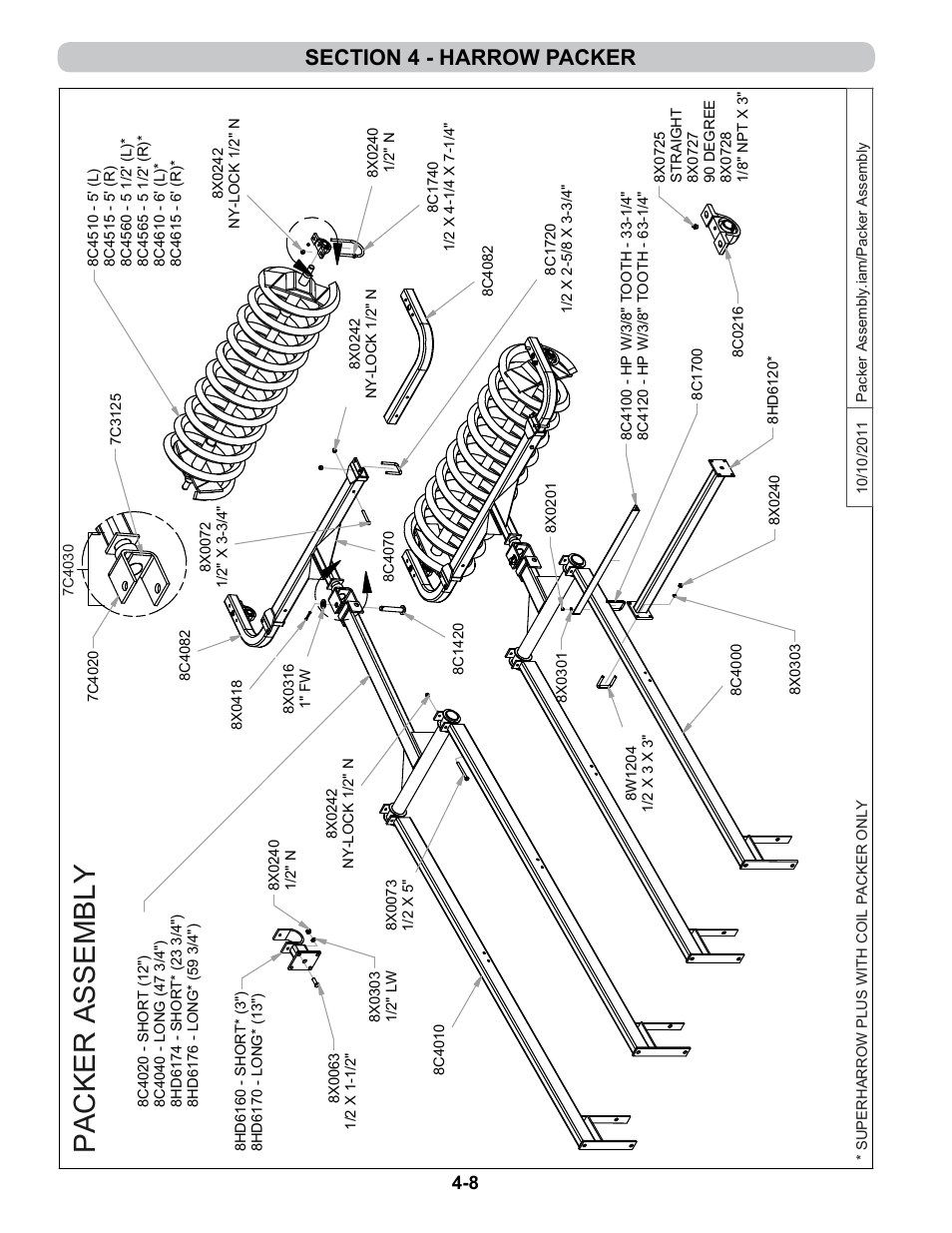 Packer assembly, Pac ker assem bl y | Summers 4-Rank Superweeder User Manual | Page 74 / 120