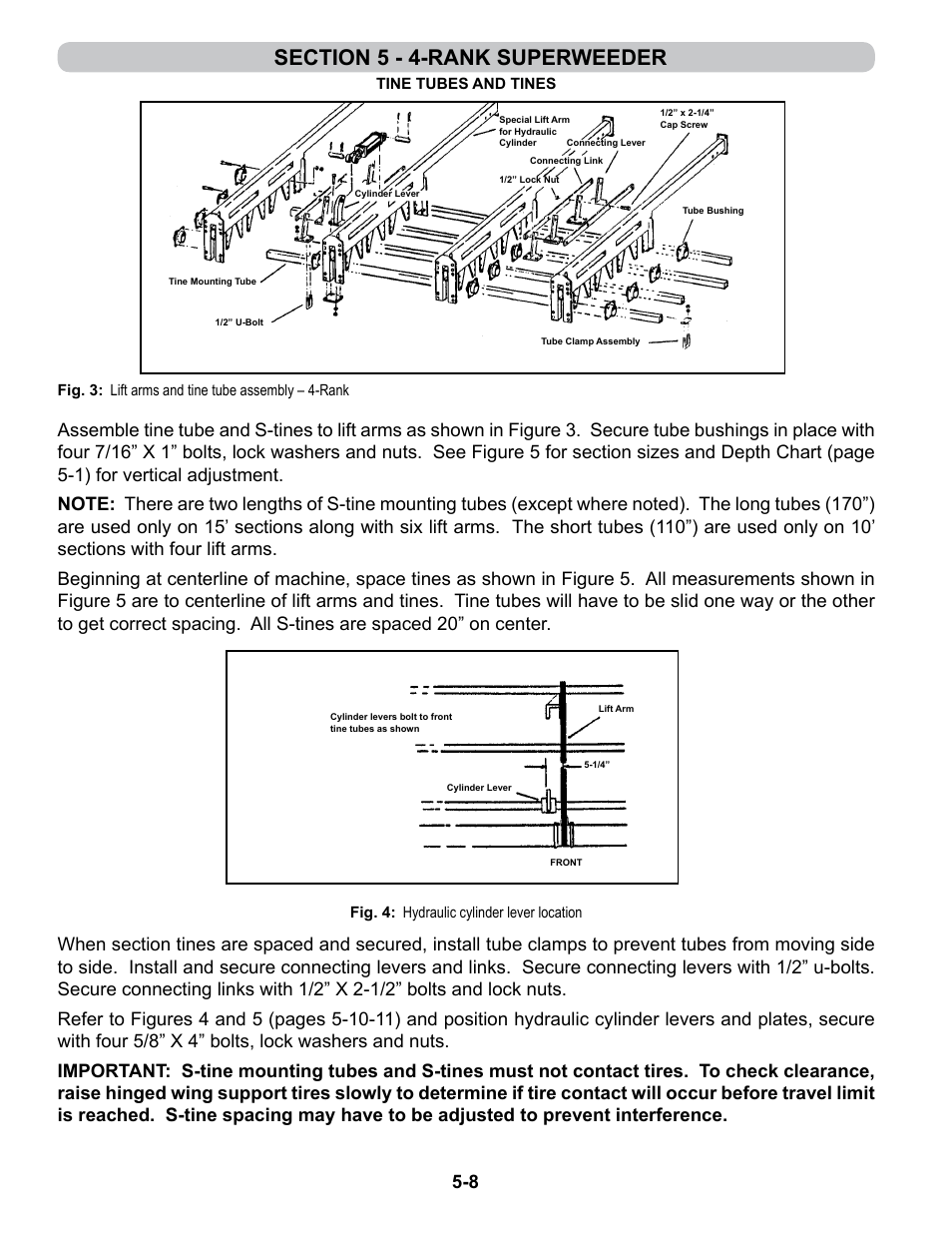 Lift arms & tine tube assembly | Summers 4-Rank Superweeder User Manual | Page 90 / 120