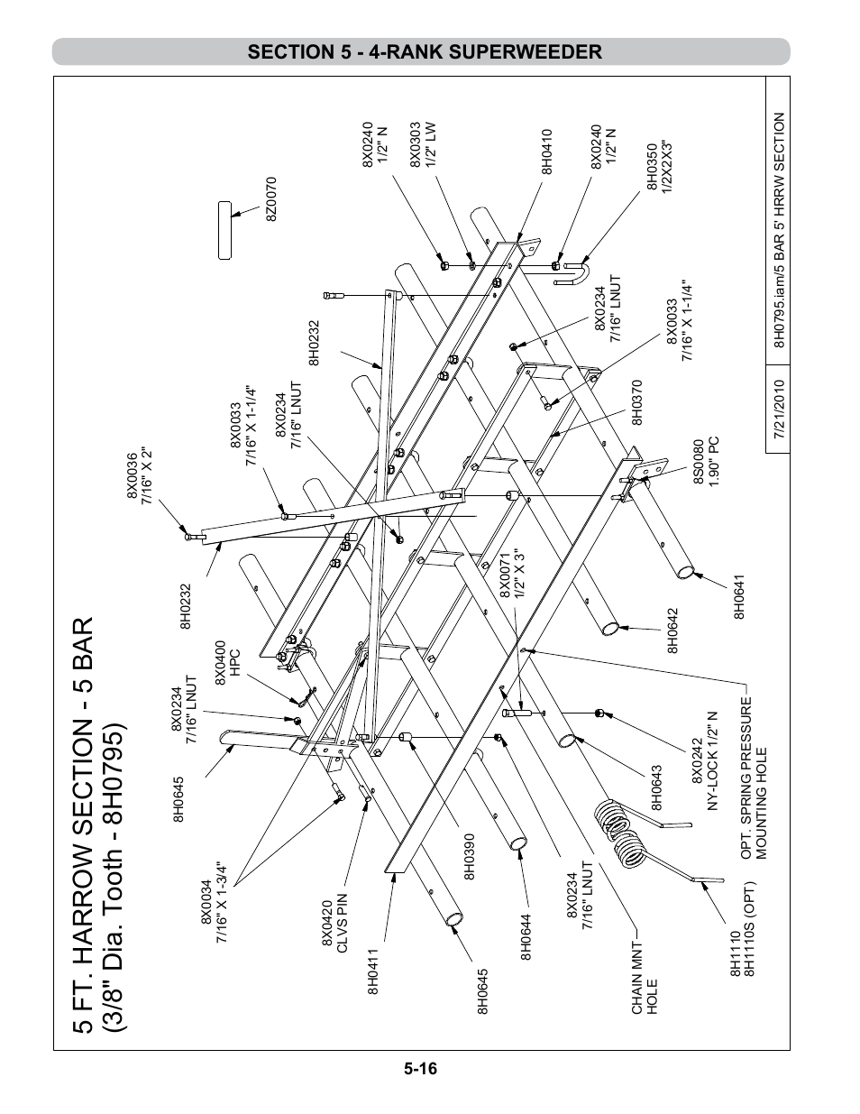 Sections (3/8" tooth) | Summers 4-Rank Superweeder User Manual | Page 98 / 120