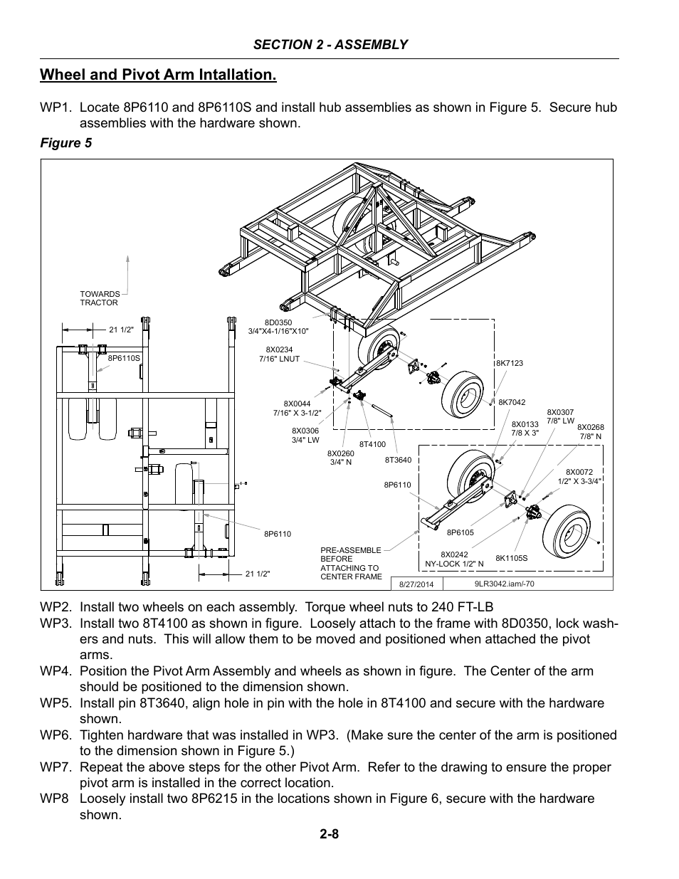 Wheel & pivot arm installation, Wheel and pivot arm intallation | Summers 30' Superroller User Manual | Page 18 / 46