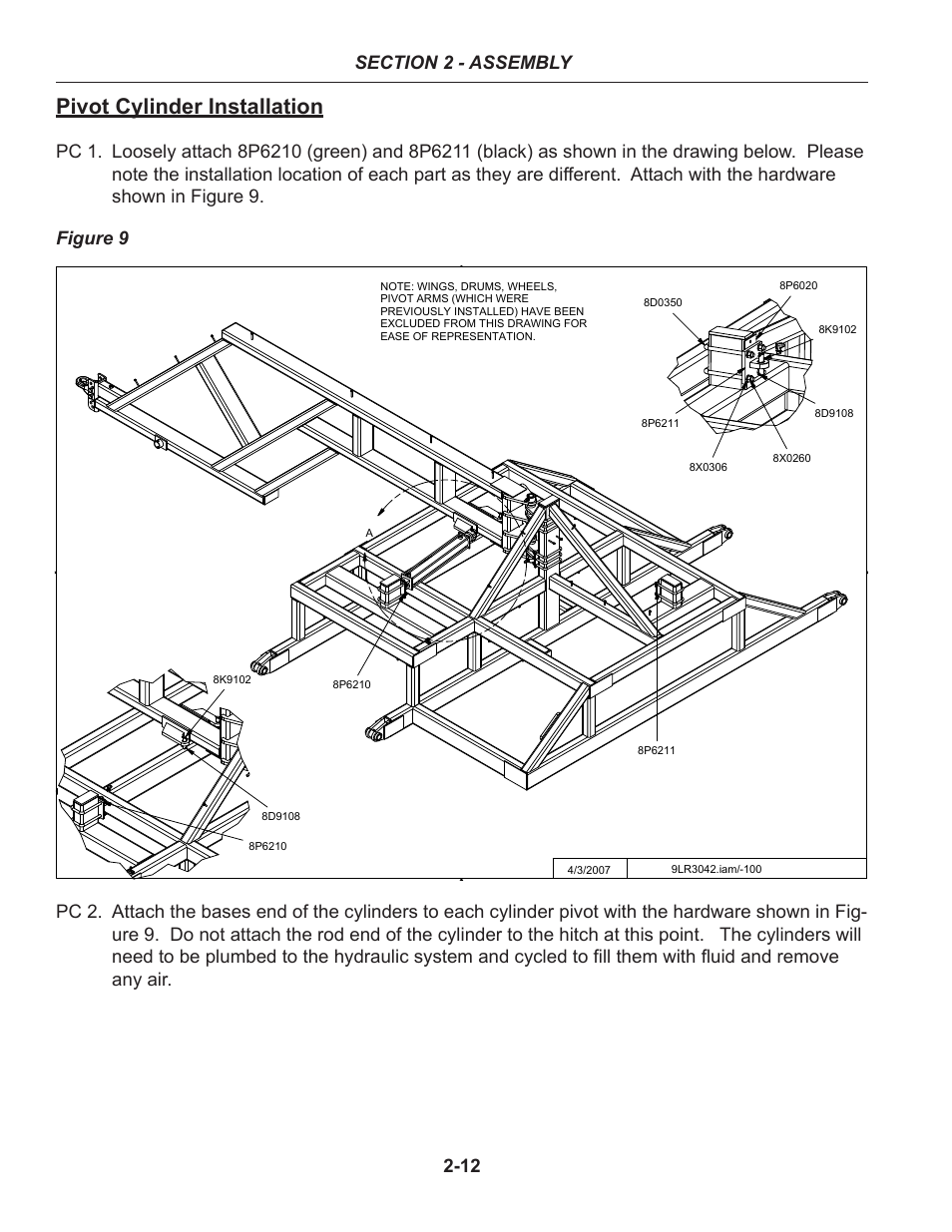 Pivot cylinder installation | Summers 30' Superroller User Manual | Page 22 / 46