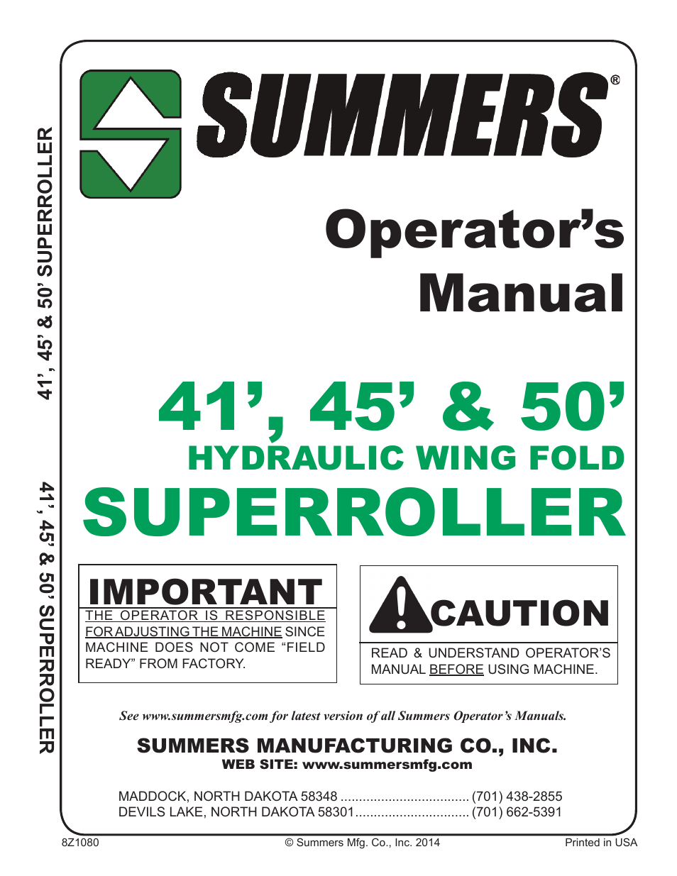 Summers 50' Superroller User Manual | 52 pages