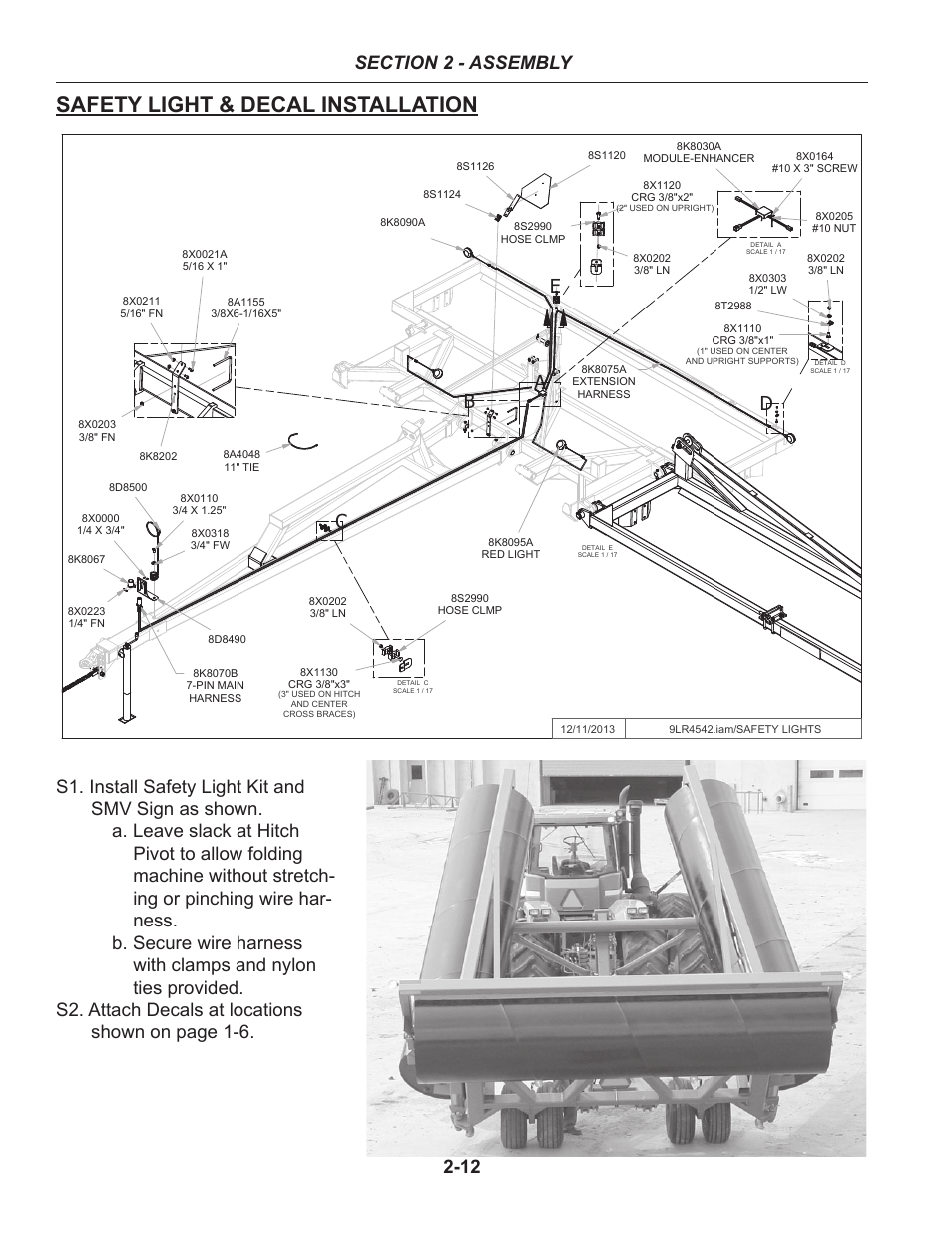 Safety light & decal installation, Decals -12, Ab c d e | Summers 50' Superroller User Manual | Page 22 / 52