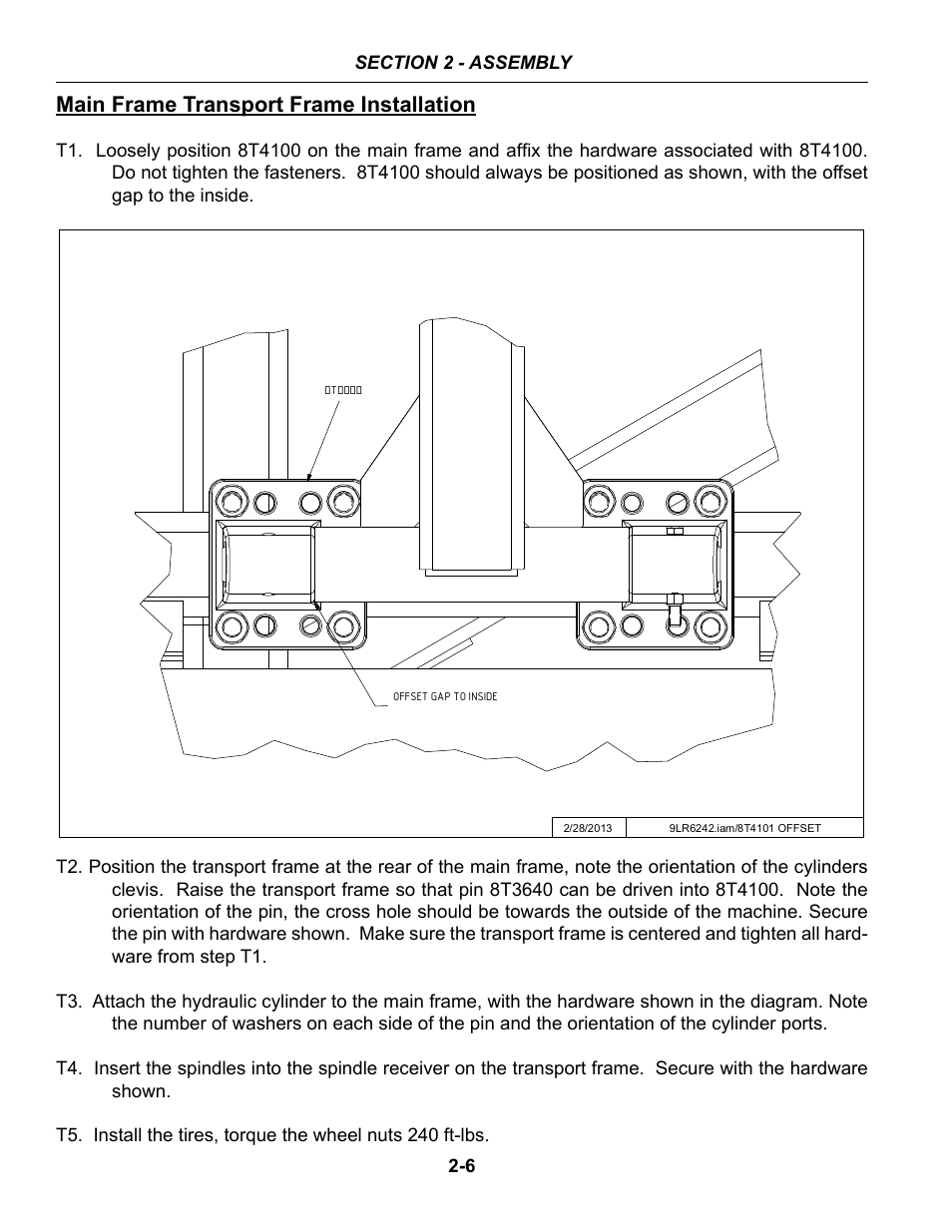 Main frame transport frame installation | Summers 53' Trail-Type Superroller User Manual | Page 16 / 50