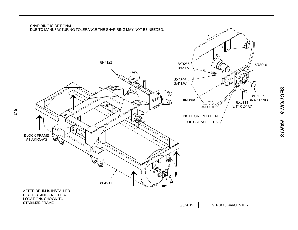 Center, Center frame -2 | Summers 53' Trail-Type Superroller User Manual | Page 34 / 50