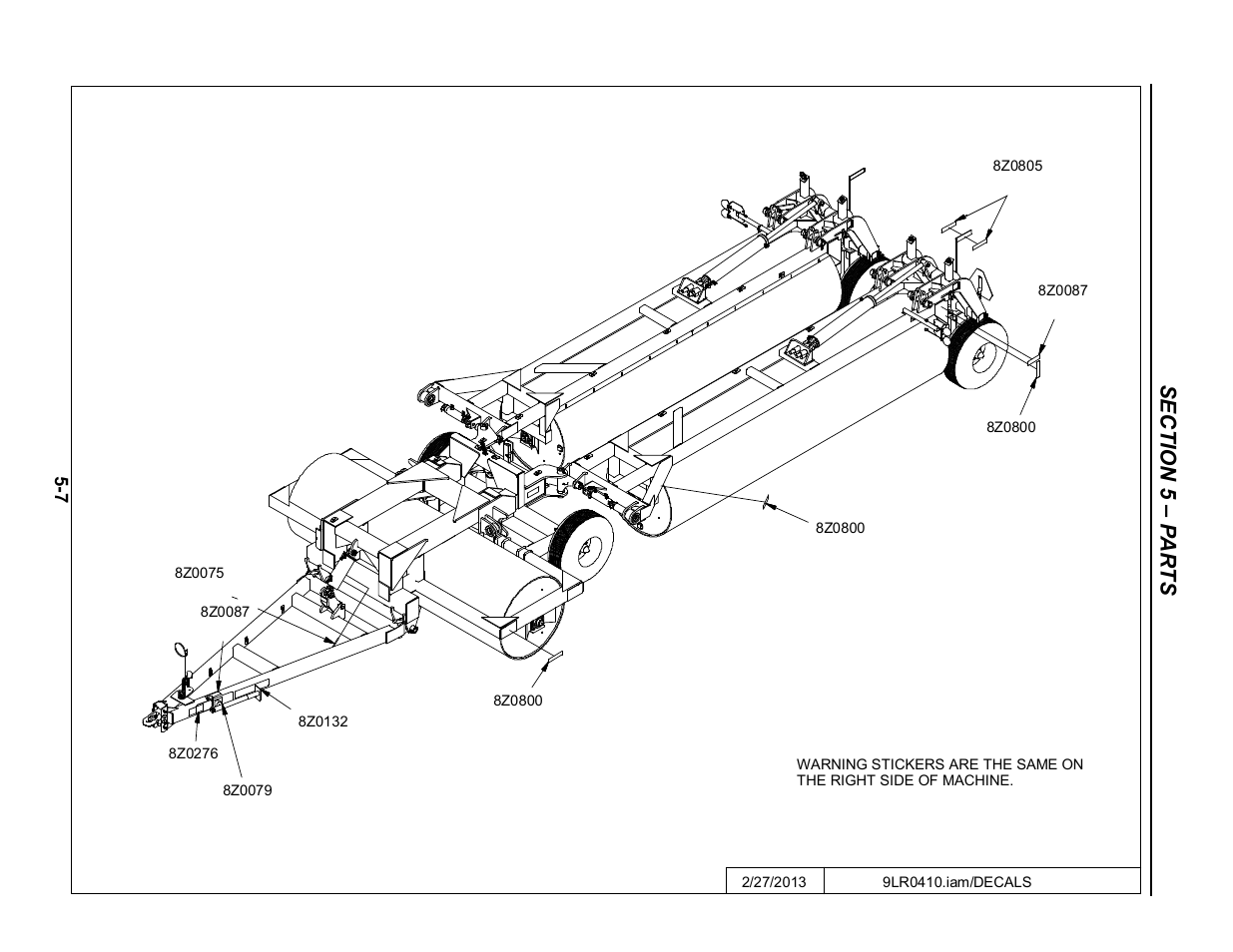 Decals, Decal locations -7 | Summers 53' Trail-Type Superroller User Manual | Page 39 / 50