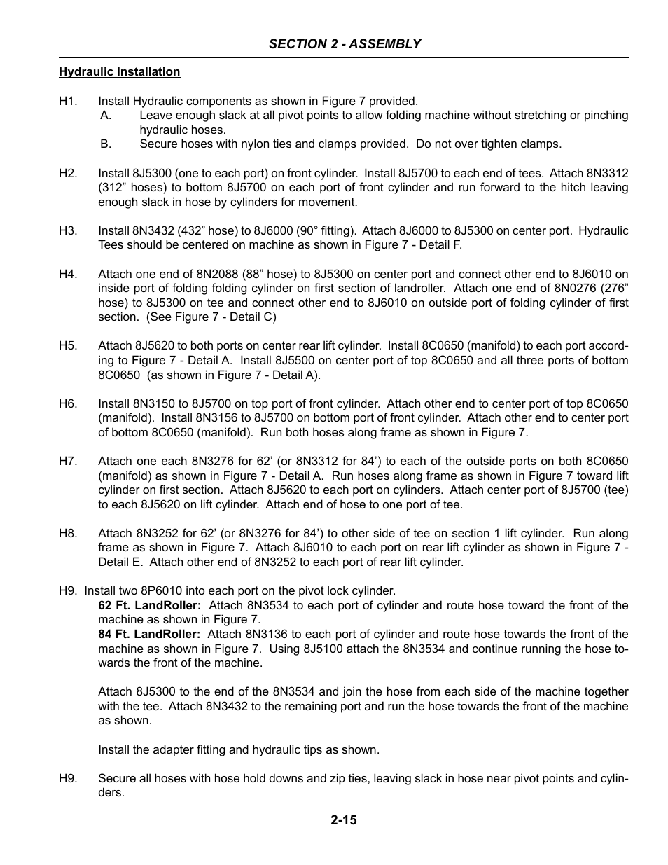 Hydraulic installation | Summers 84' Superroller User Manual | Page 25 / 52