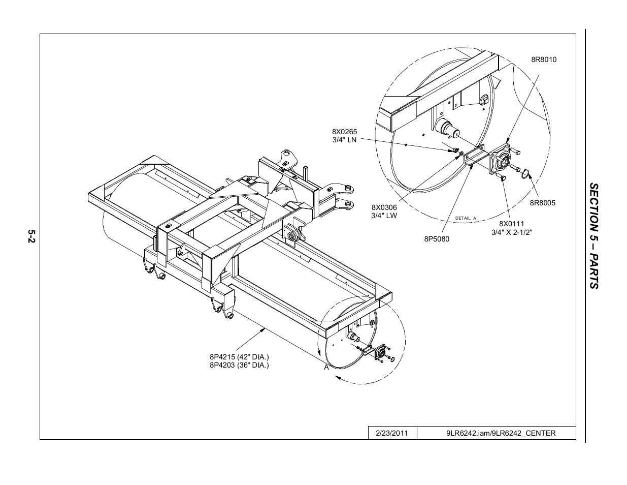 Center, Center frame -2 | Summers 84' Superroller User Manual | Page 38 / 52