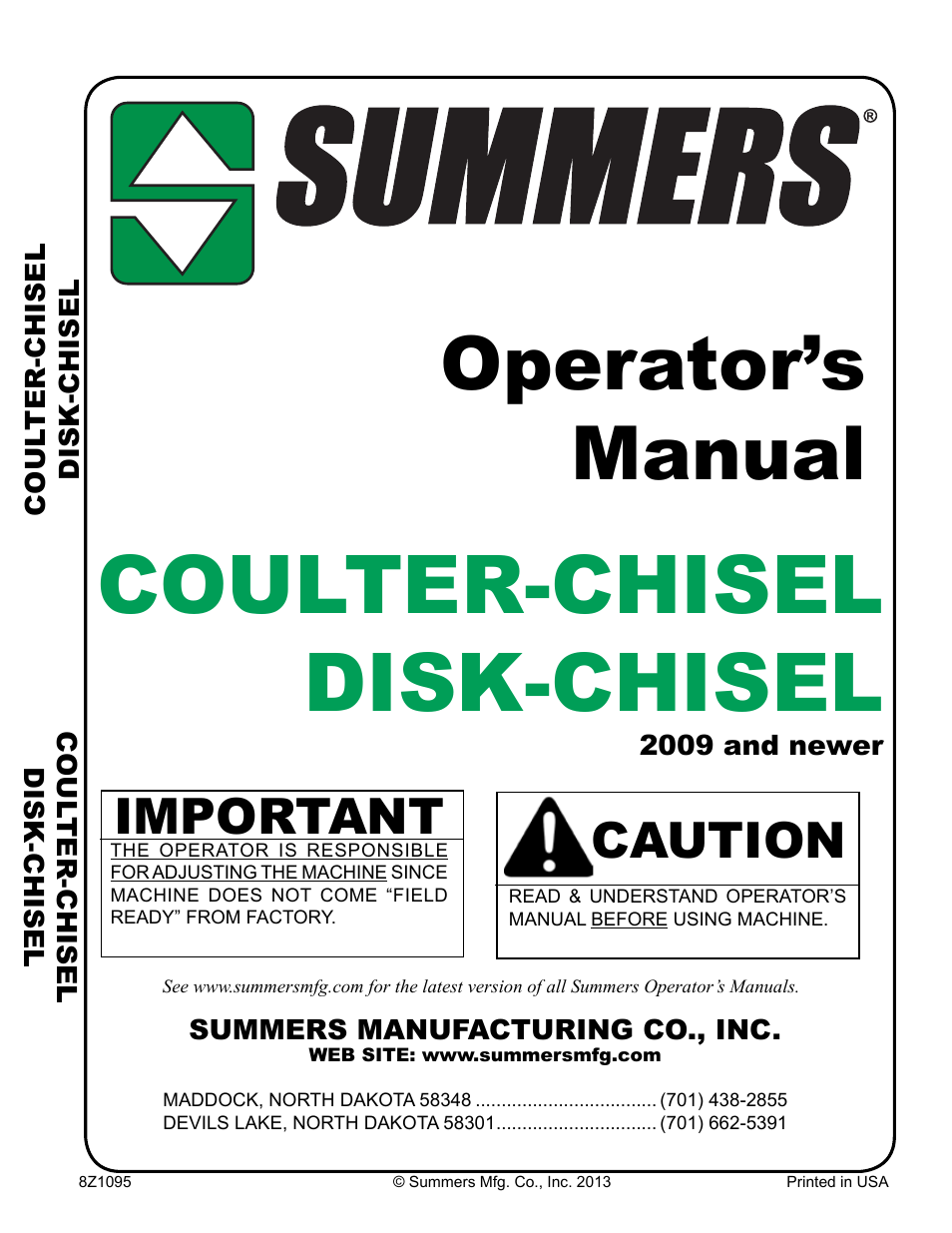 Summers Disk-Chisel User Manual | 154 pages
