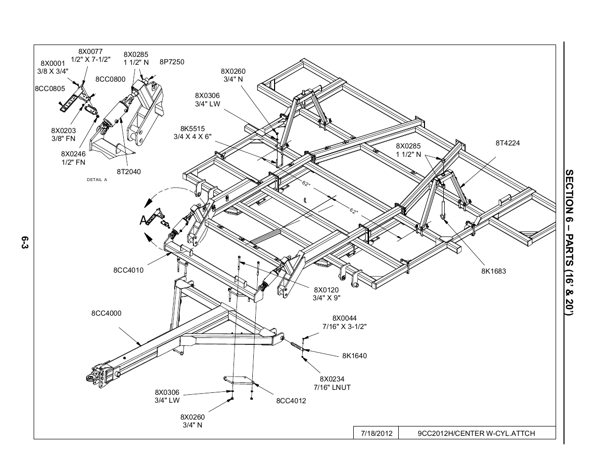 16' & 20' center with cylinder attachments, 16’ & 20’ hitch & lift -3 | Summers Disk-Chisel User Manual | Page 103 / 154