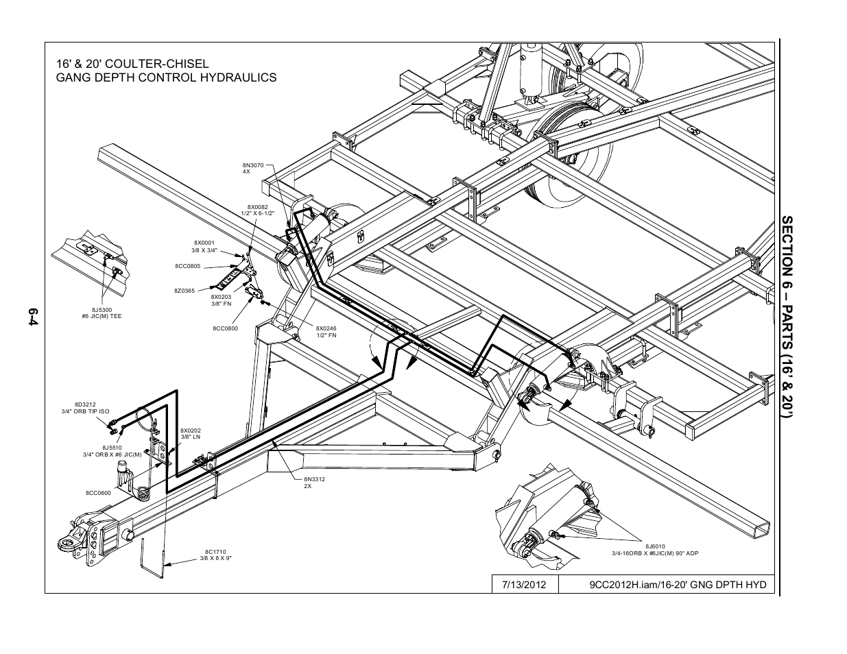 16' & 20' gang depth control hydraulics, 16’ & 20’ gang depth control hydraulics -4 | Summers Disk-Chisel User Manual | Page 104 / 154