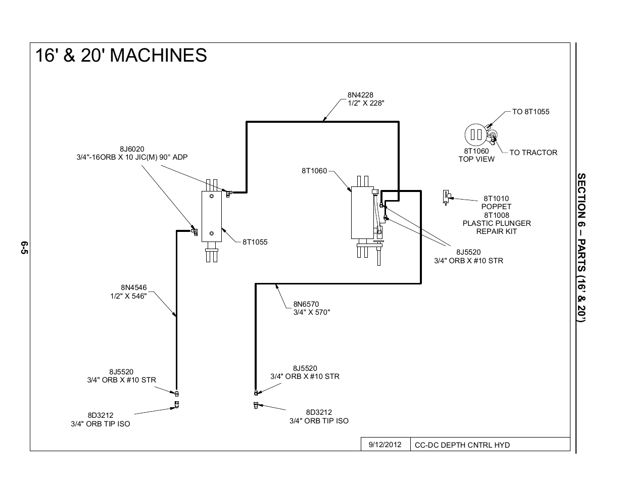 16' & 20' depth control hydraulics, 16’ & 20’ depth control hydraulics -5, 16' & 20' machines | Summers Disk-Chisel User Manual | Page 105 / 154