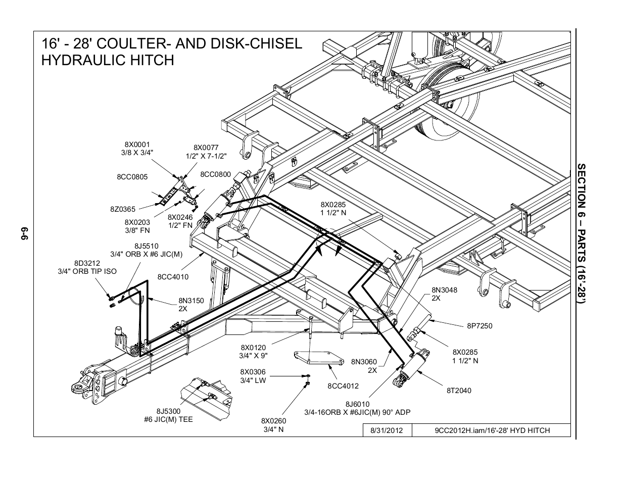 16'-28' hydraulic hitch, 16’-28’ hydraulic hitch -6, 16' - 28' coulter- and disk-chisel hydraulic hitch | Summers Disk-Chisel User Manual | Page 106 / 154