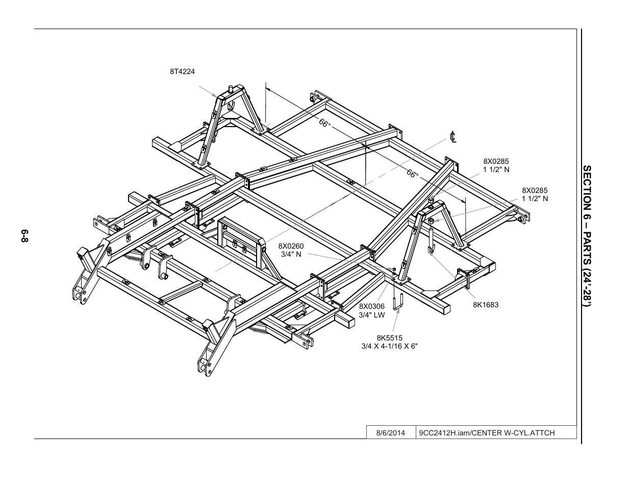 24'-28' center with cylinder attachments, 24’-28’ cylinder lifts -8 | Summers Disk-Chisel User Manual | Page 108 / 154