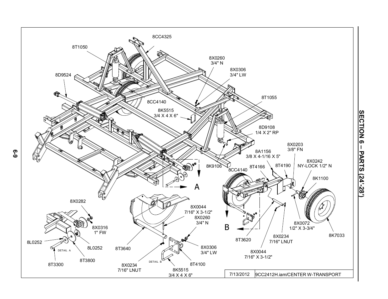 24'-28' transport, 24’-28’ transport assembly -9 | Summers Disk-Chisel User Manual | Page 109 / 154