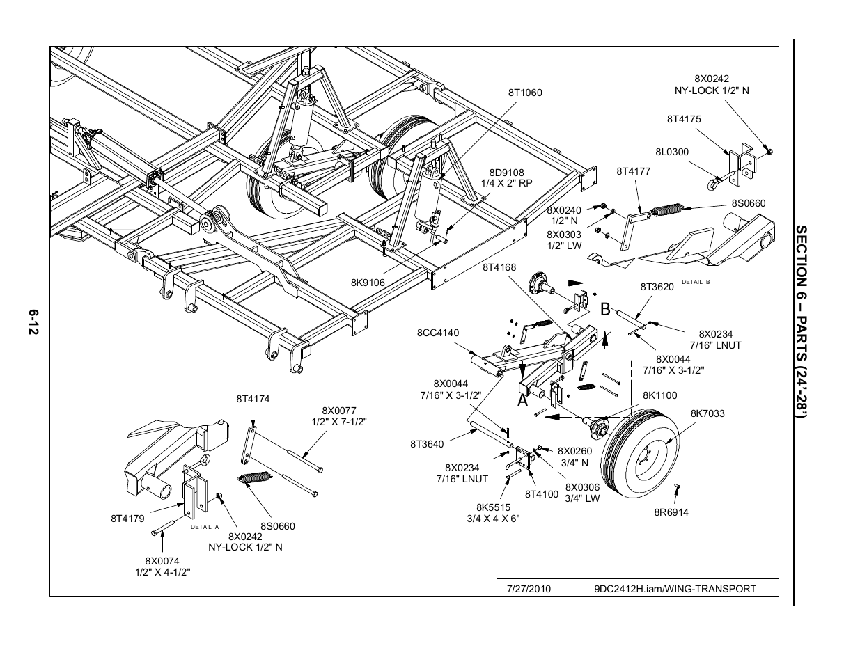 24'-28' wing transports, 24’-28’ wing transport assembly -12 | Summers Disk-Chisel User Manual | Page 112 / 154