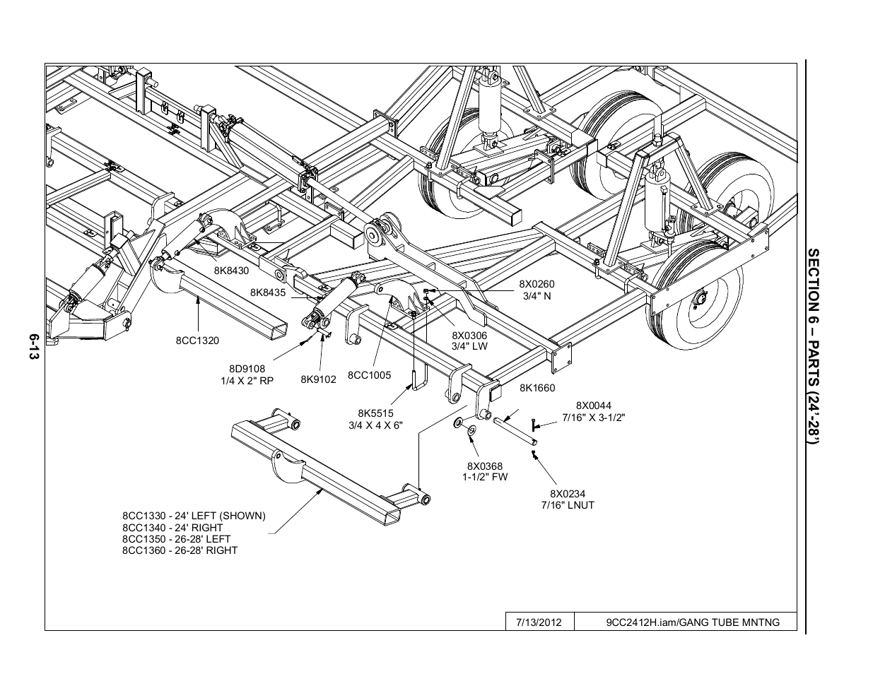 24'-28' gang tubes, 24’-28’ gang tube mounting -13 | Summers Disk-Chisel User Manual | Page 113 / 154