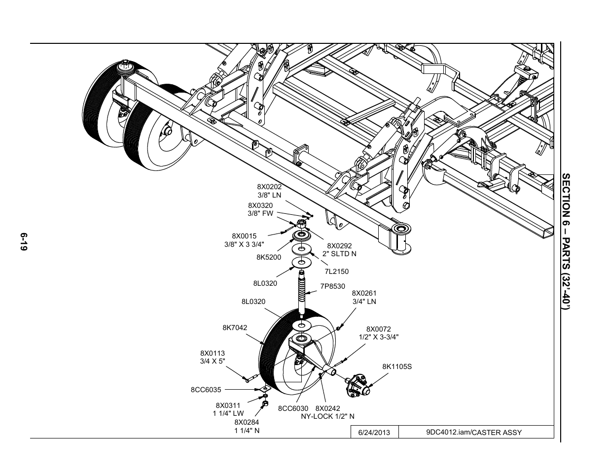 32'-40' caster assembly, 32 ’ caster wheel assembly -19 | Summers Disk-Chisel User Manual | Page 119 / 154