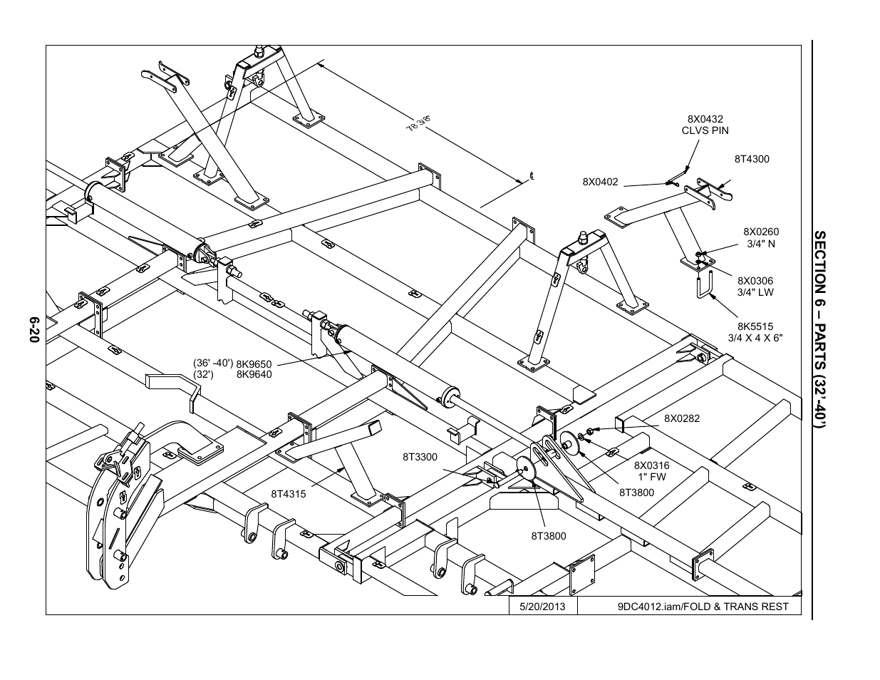 32'-40' wing fold and transport rests, 32’-40’ center w/ hitch and locks -20 | Summers Disk-Chisel User Manual | Page 120 / 154
