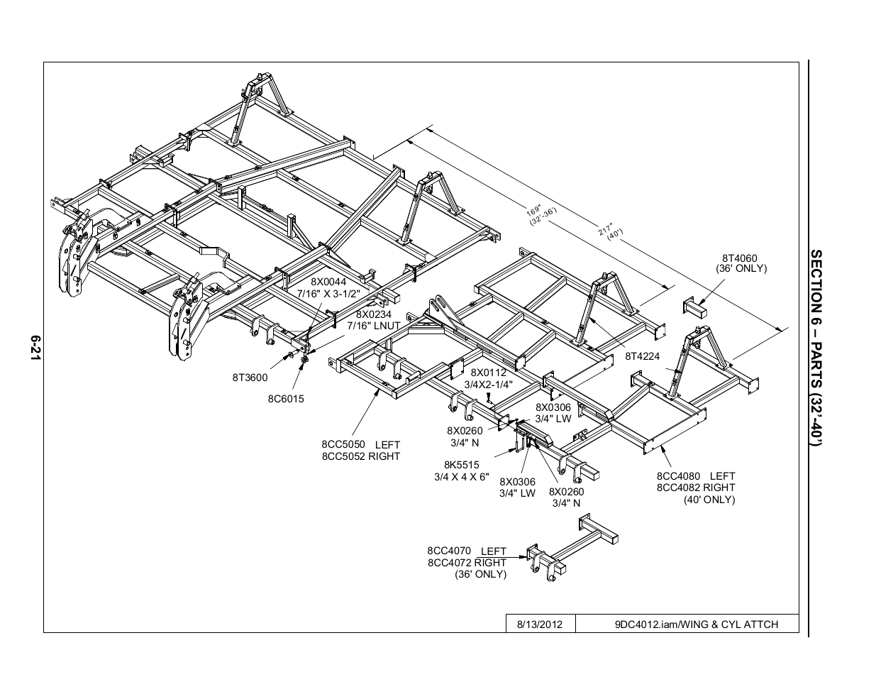 32'-40' wings and cylinder attachments, 32’-40’ wing assembly -21 | Summers Disk-Chisel User Manual | Page 121 / 154