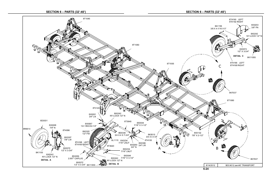 40' transport assembly, Ab c | Summers Disk-Chisel User Manual | Page 124 / 154
