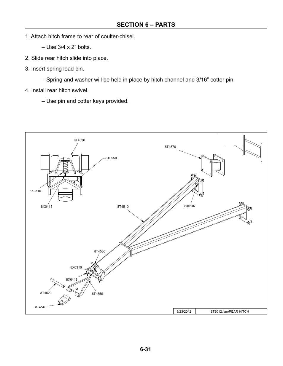 Rear hitch, Rear hitch -31 | Summers Disk-Chisel User Manual | Page 131 / 154
