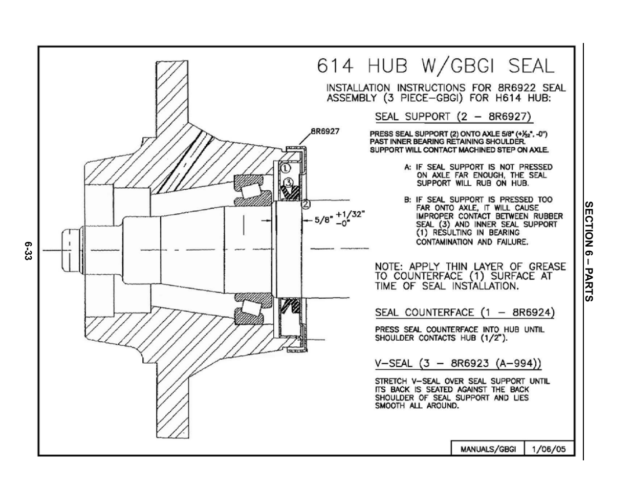 614 hub with gbgi seal, 614 hub and gbgi seal -33 | Summers Disk-Chisel User Manual | Page 133 / 154