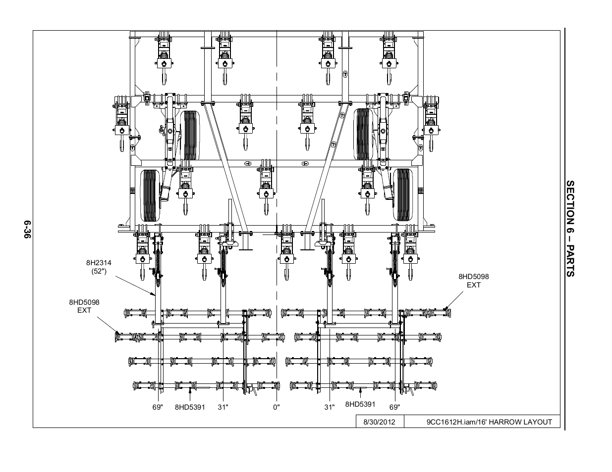 16' harrow layout, 16’ mounted harrow layout -36 | Summers Disk-Chisel User Manual | Page 136 / 154