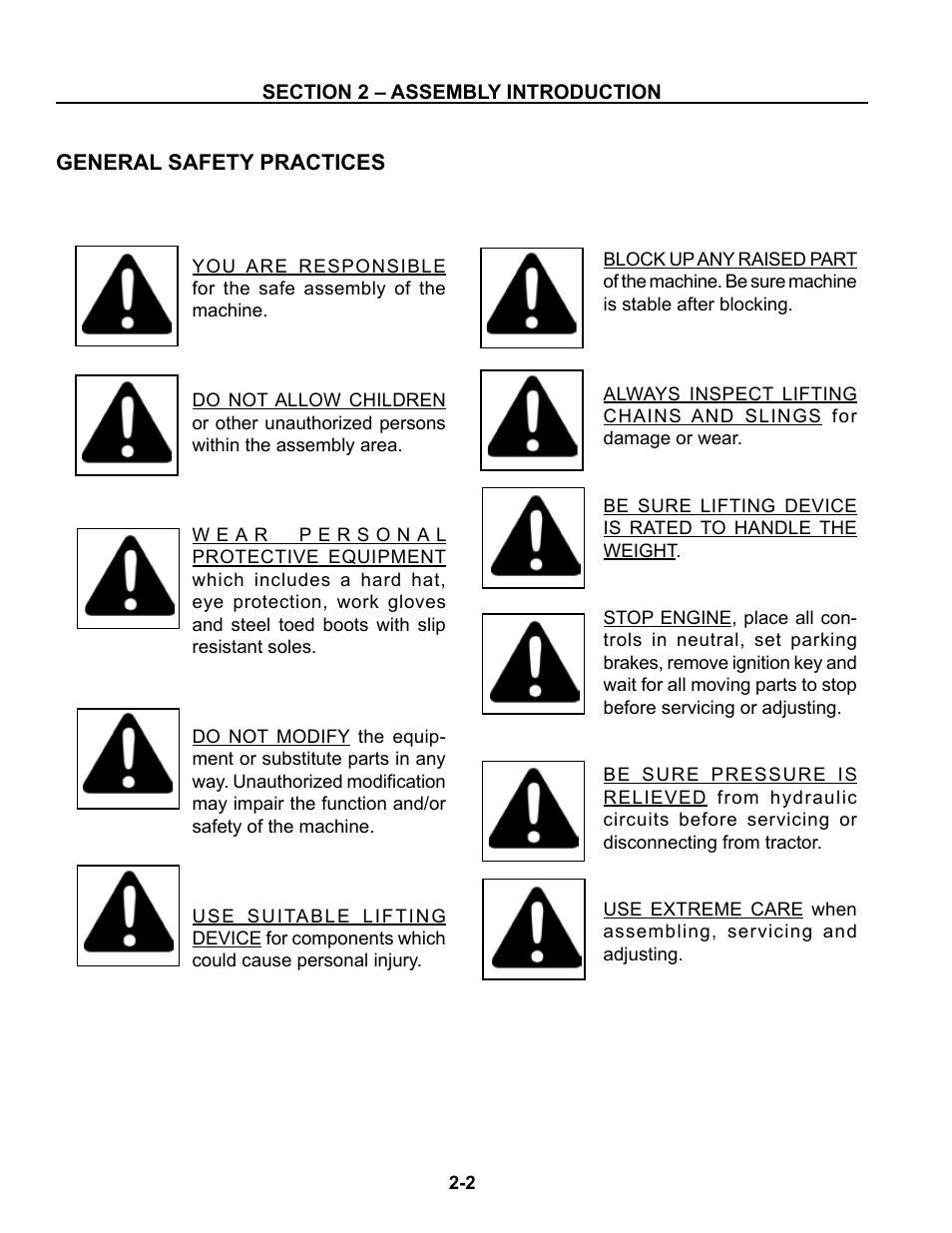 General safety practices, General safety practices -2 | Summers Disk-Chisel User Manual | Page 14 / 154