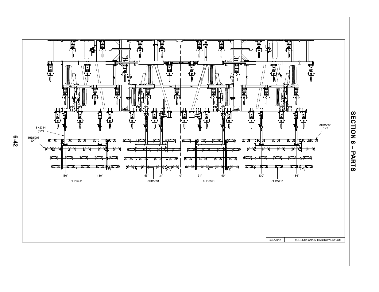 36' harrow layout, 36’ mounted harrow layout -42 | Summers Disk-Chisel User Manual | Page 142 / 154