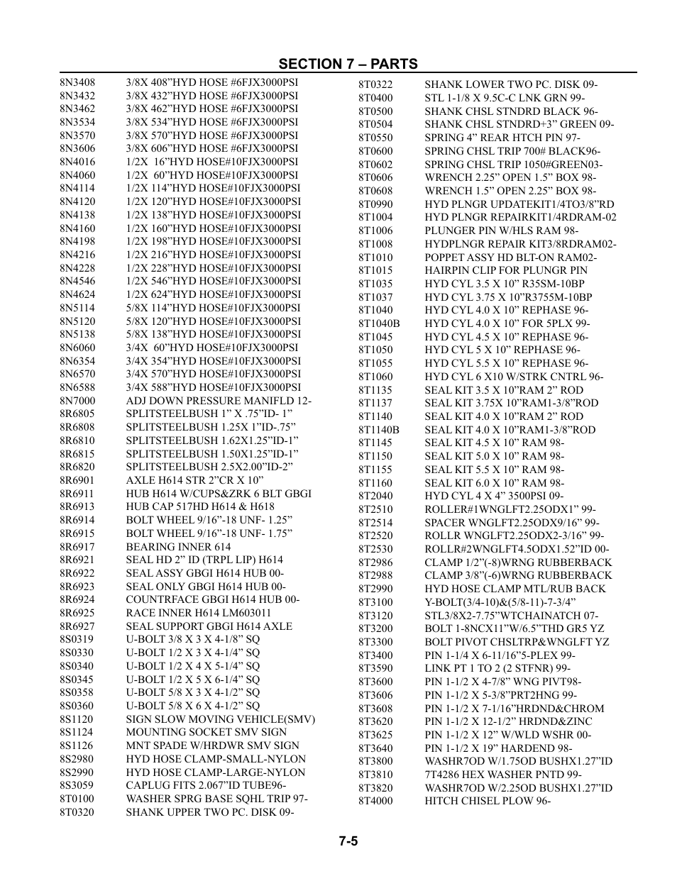 8n3408 - 8t4000 | Summers Disk-Chisel User Manual | Page 149 / 154