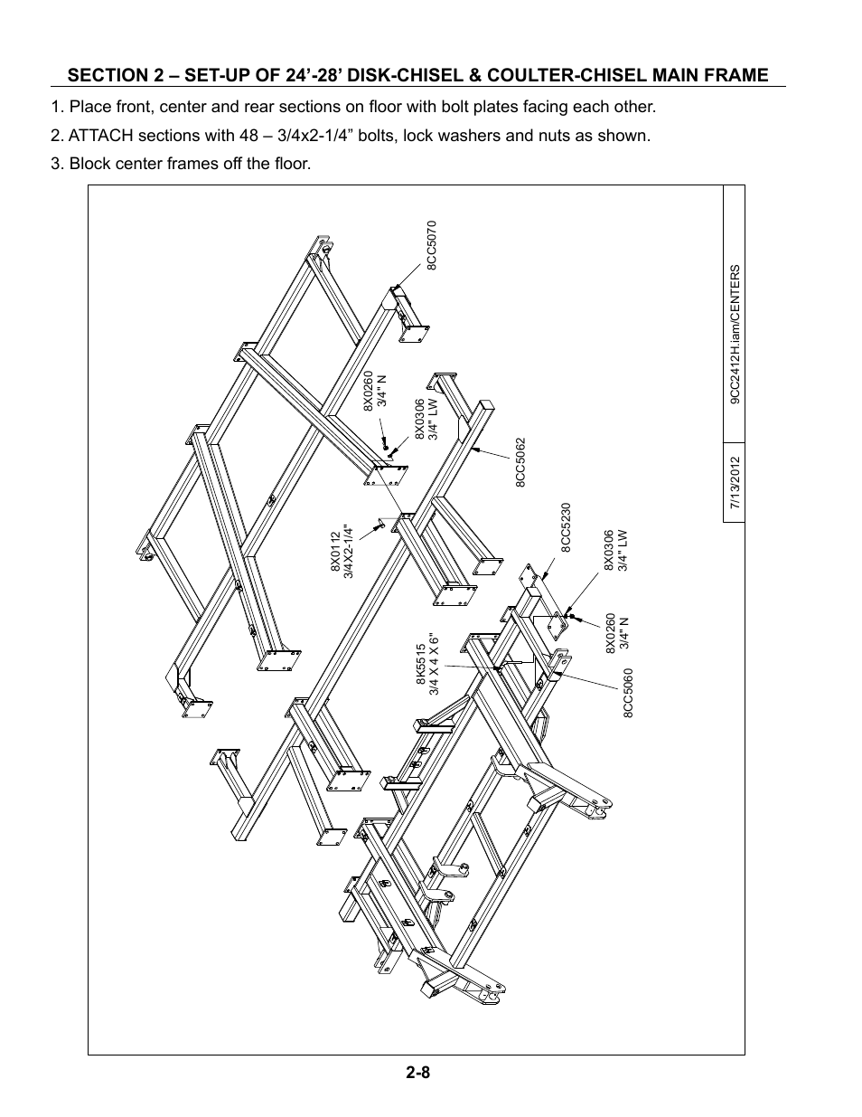 24'-28' main frame, Set-up of 24’ thru 28’ -8 – 2-18 | Summers Disk-Chisel User Manual | Page 20 / 154
