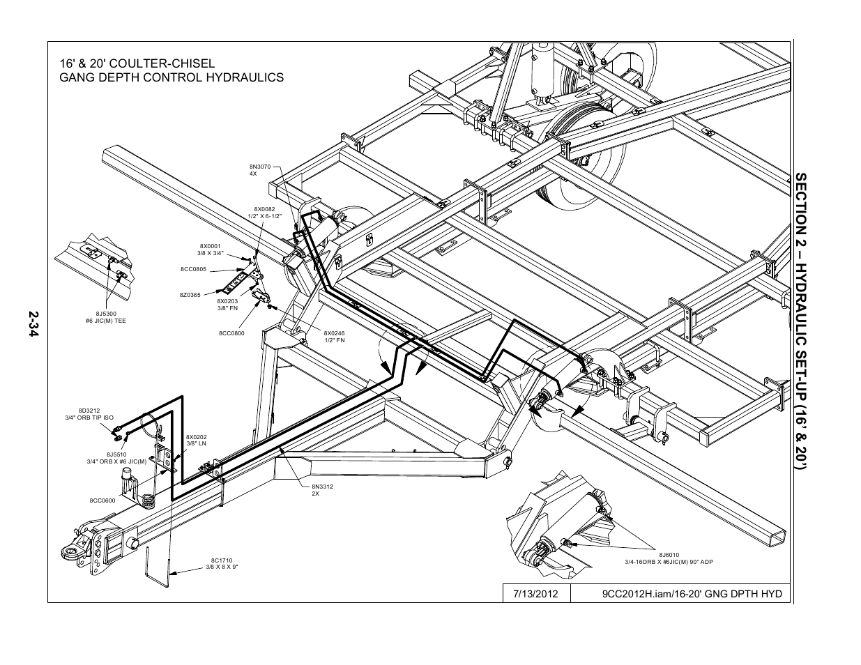 16' & 20' gang depth control hydraulics | Summers Disk-Chisel User Manual | Page 46 / 154