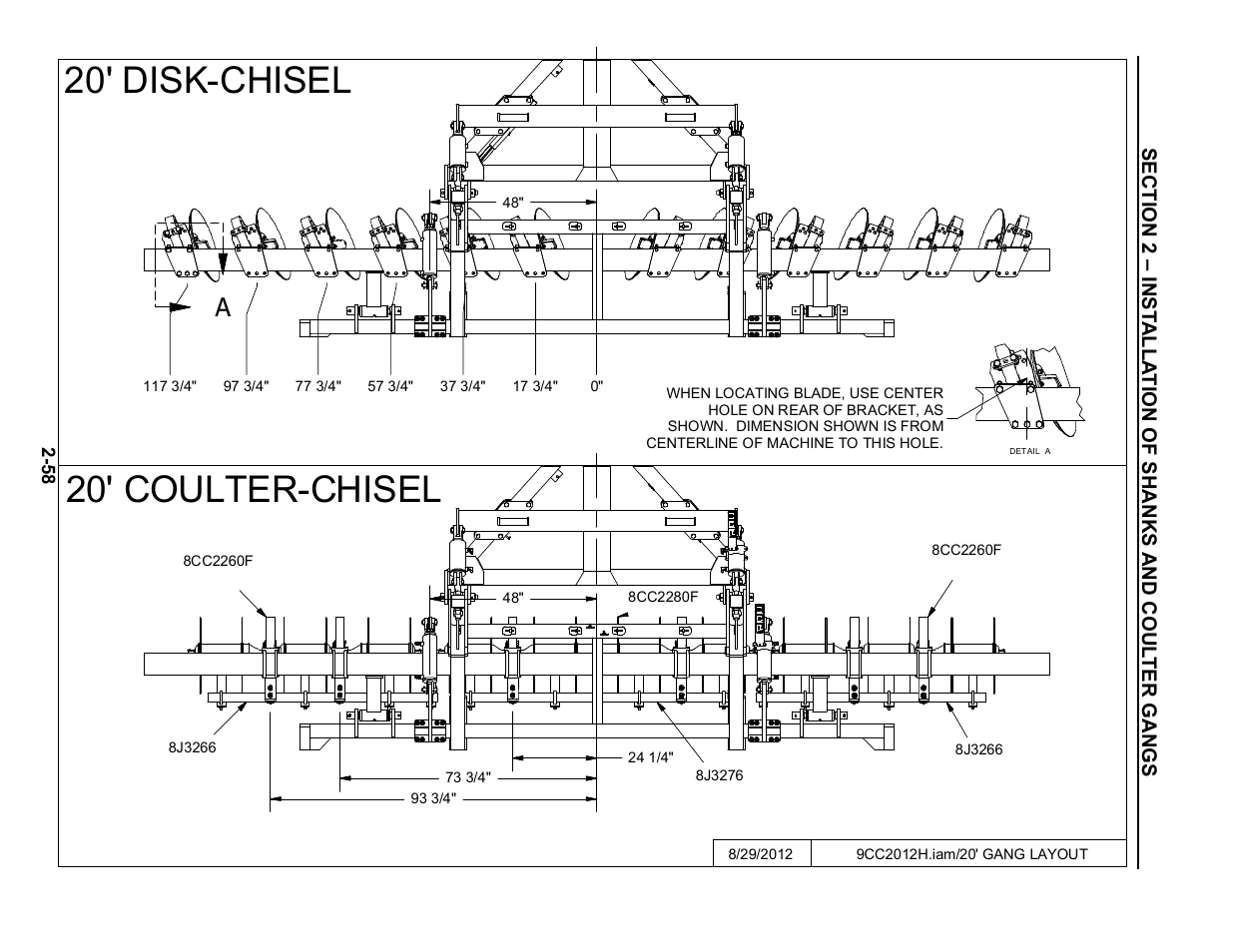 20' disk-chisel & coulter-chisel layout, 20' disk-chisel 20' coulter-chisel | Summers Disk-Chisel User Manual | Page 70 / 154