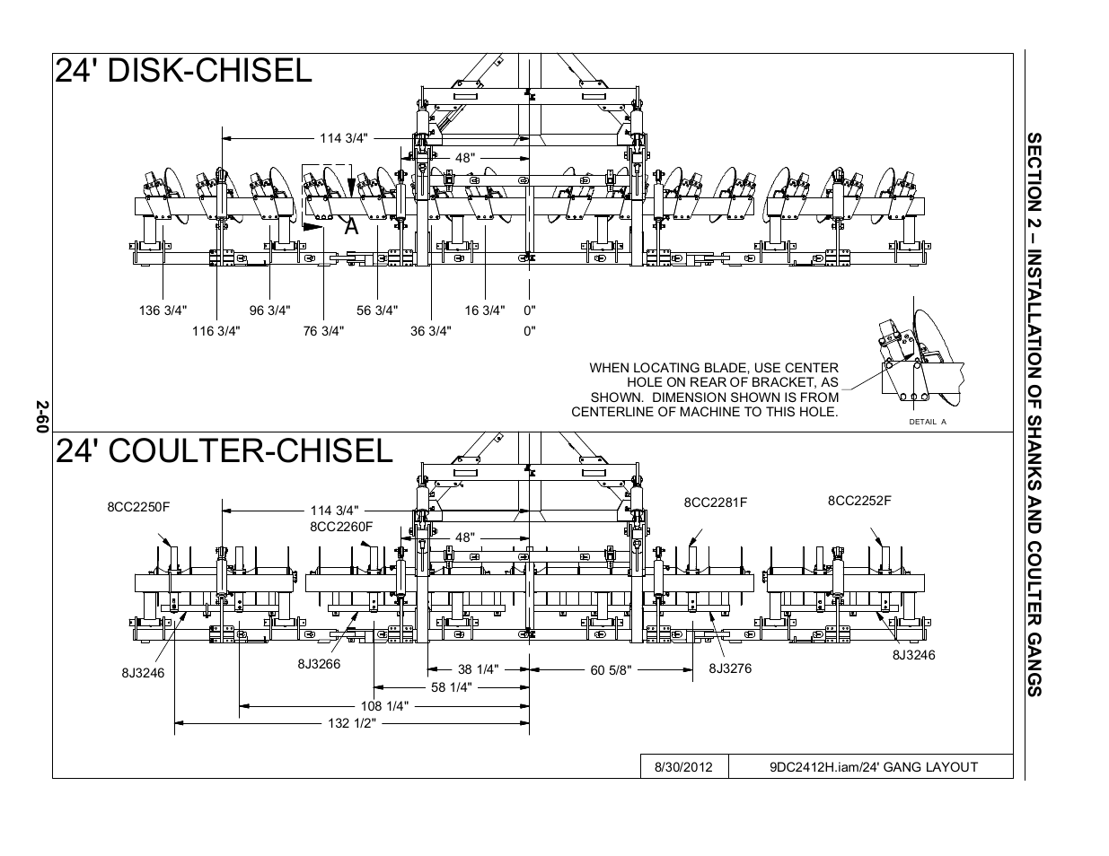 24' disk-chisel and coulter-chisel layout, 24' disk-chisel 24' coulter-chisel | Summers Disk-Chisel User Manual | Page 72 / 154