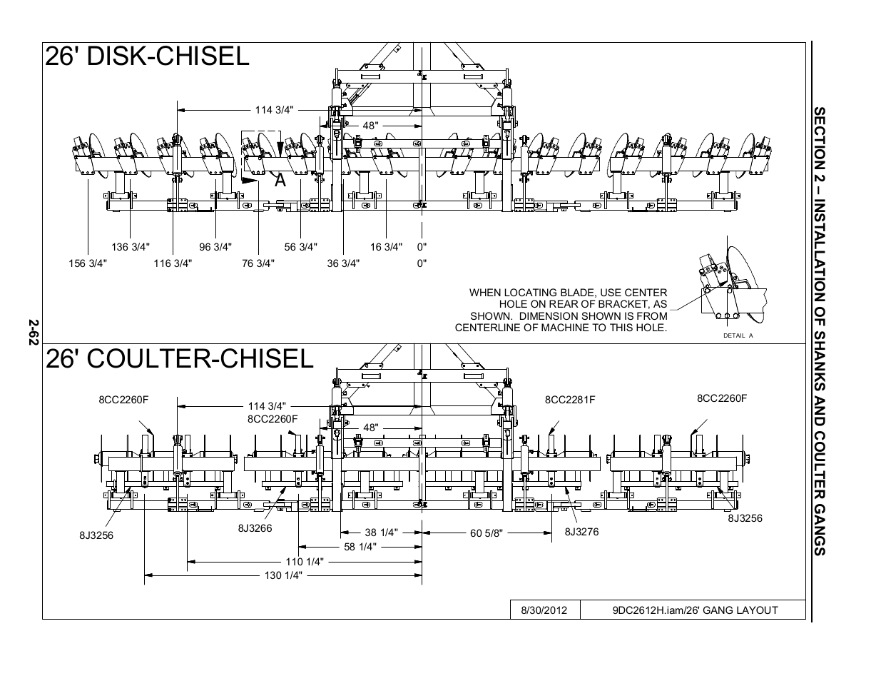 26' disk-chisel and coulter-chisel layout, 26' disk-chisel 26' coulter-chisel | Summers Disk-Chisel User Manual | Page 74 / 154