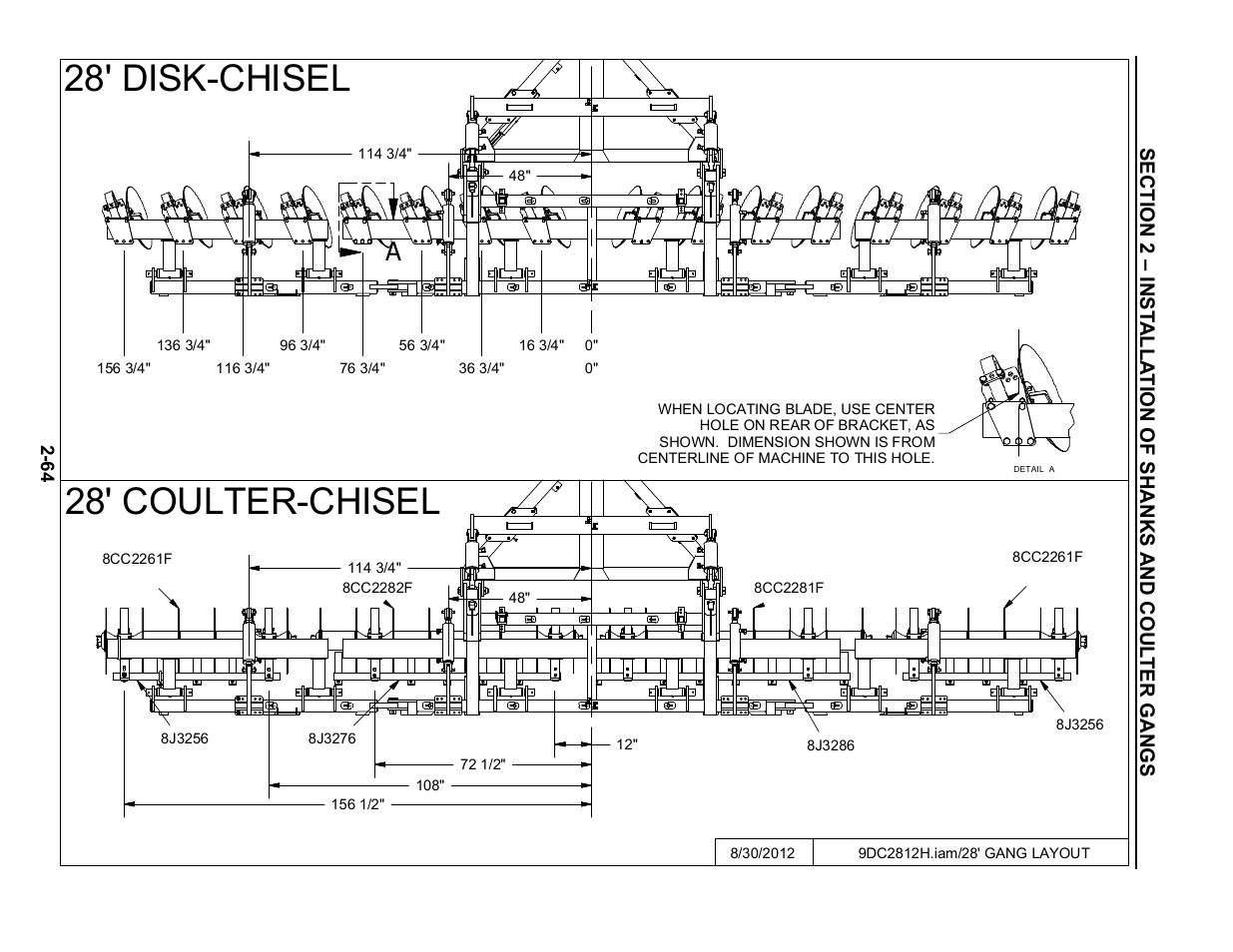 28' disk-chisel and coulter-chisel layout, 28' disk-chisel 28' coulter-chisel | Summers Disk-Chisel User Manual | Page 76 / 154