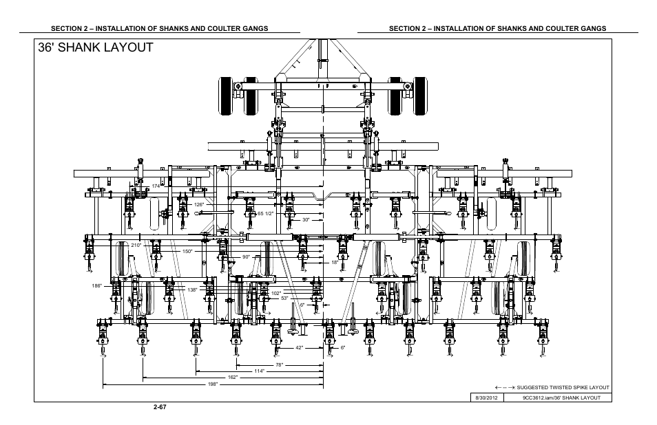 36' shank layout | Summers Disk-Chisel User Manual | Page 79 / 154