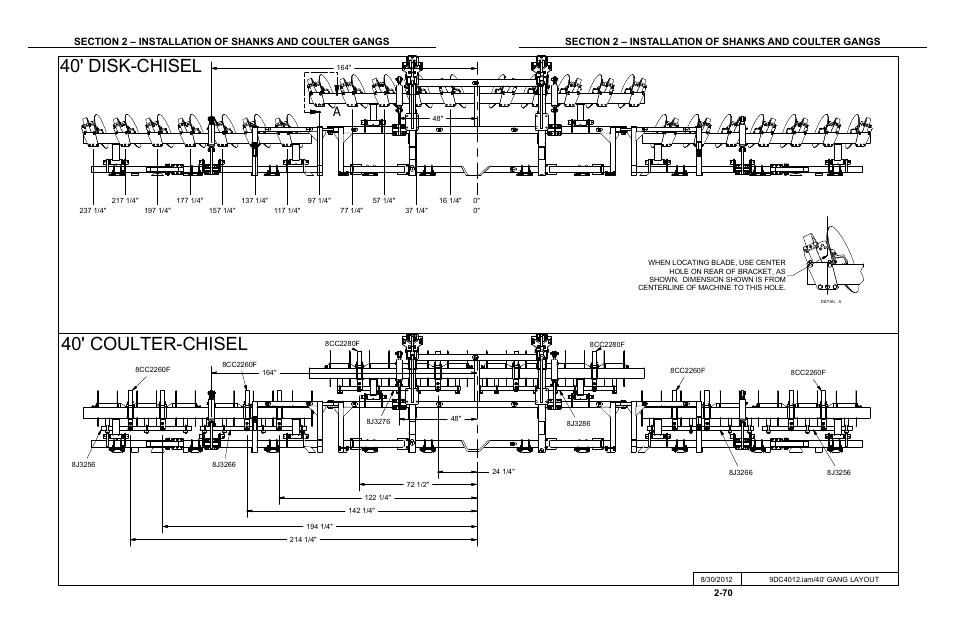 40' disk-chisel and coulter-chisel layout, 40' disk-chisel 40' coulter-chisel | Summers Disk-Chisel User Manual | Page 82 / 154