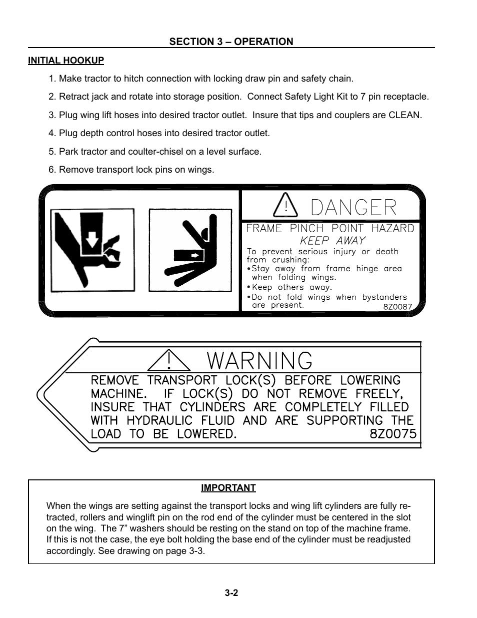 Initial hookup, Initial hookup -2 – 3-5 | Summers Disk-Chisel User Manual | Page 86 / 154