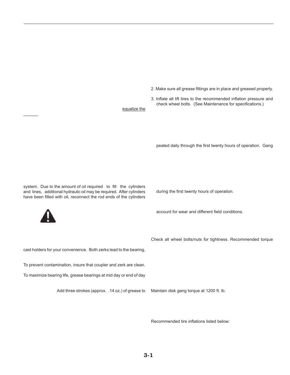 Section 3 - operation & maintenance, Initial start up procedure, Maintenance information | Start-up -1 hydraulic operation and maintenance -1, Start-up and hydraulic operation, Maintenance | Summers 2510 DT User Manual | Page 57 / 98