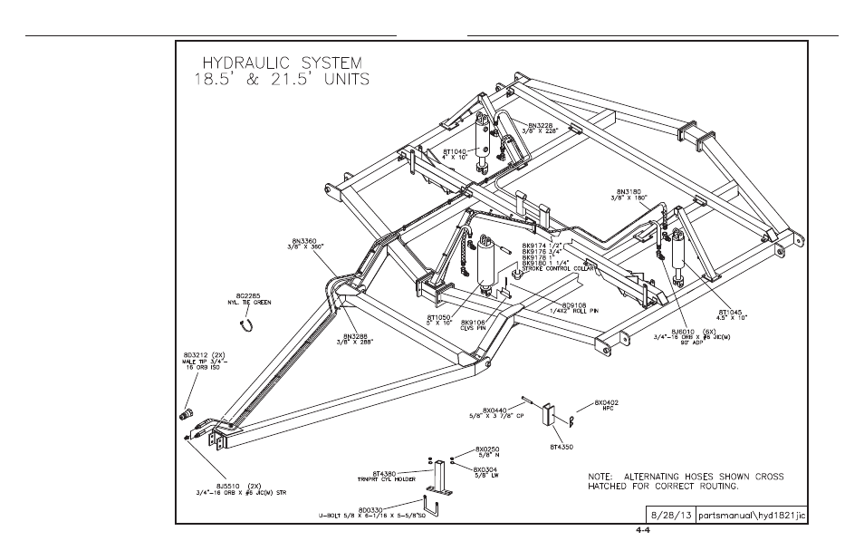 5' & 21.5' hydraulic system, Hydraulic 18-1/2’ – 21-1/2’ -4 | Summers 2510 DT User Manual | Page 66 / 98