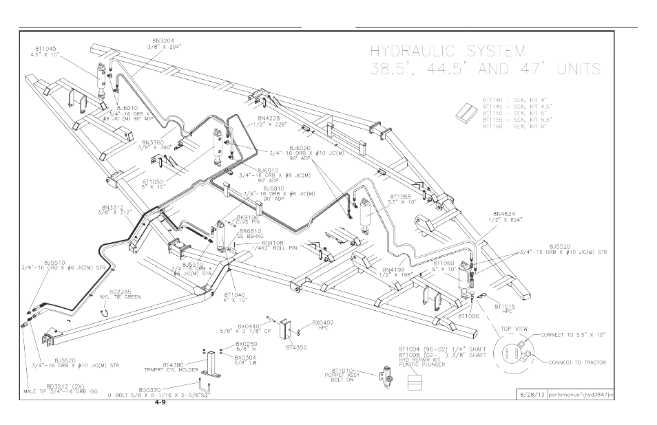 5'-47' hydraulic system, Hydraulic 38-1/2’ - 47’ -9 | Summers 2510 DT User Manual | Page 71 / 98