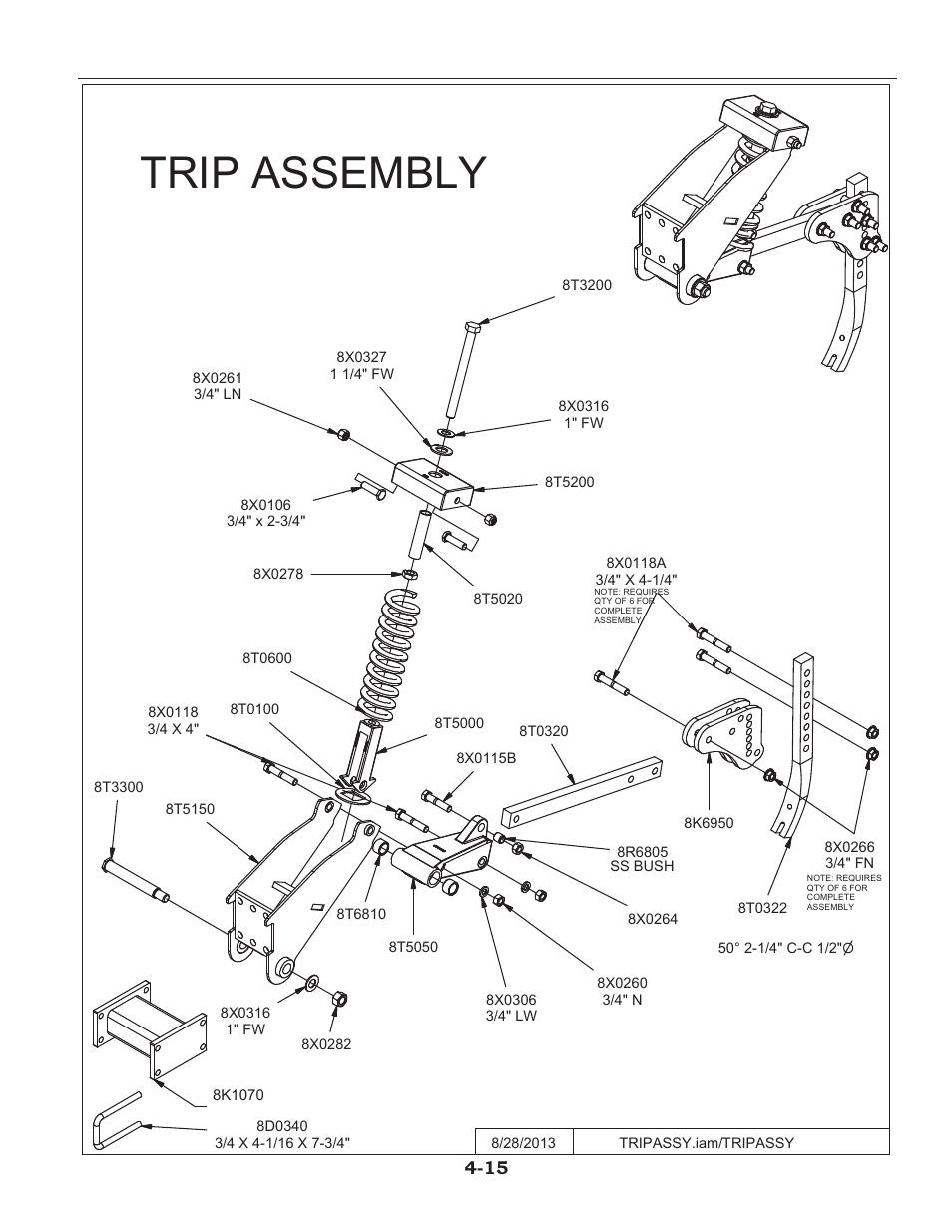 Trip assembly, Chisel trip assembly & shank -15 | Summers 2510 DT User Manual | Page 77 / 98