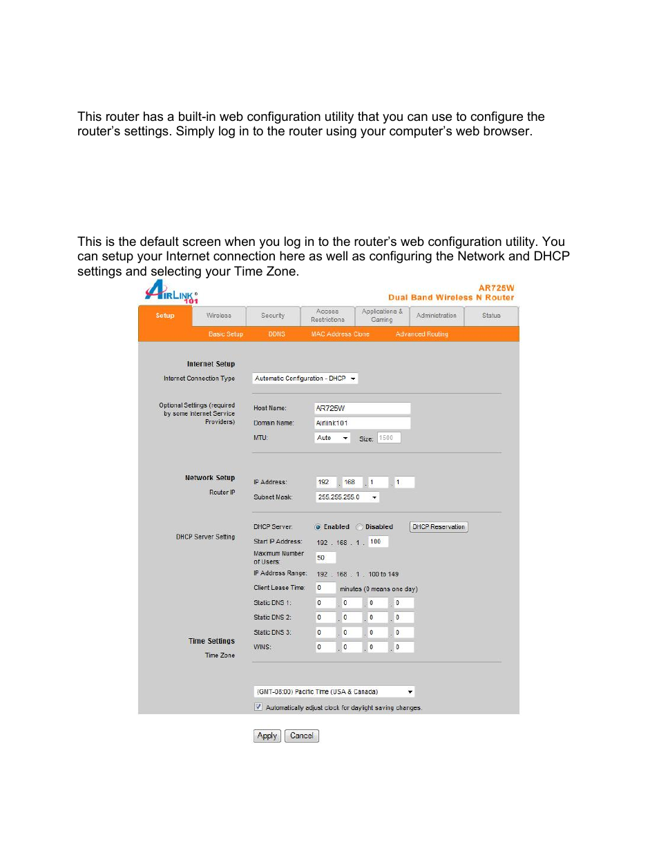 Web configuration utility | Airlink101 AR725W User Manual | Page 10 / 64