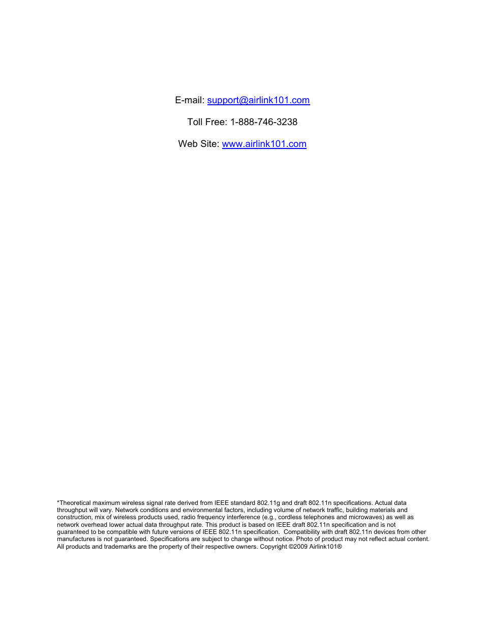 Technical support | Airlink101 AR725W User Manual | Page 64 / 64